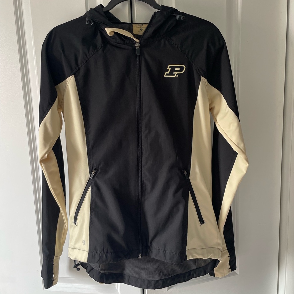 Colosseum Purdue Black Rain Jacket with Cream Accents